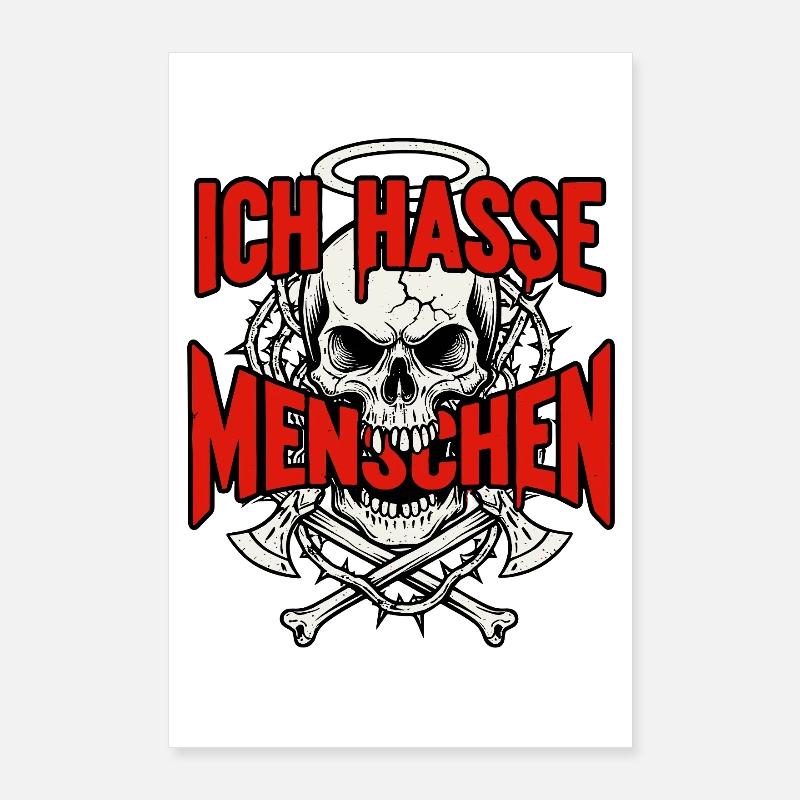 I Hate People Skull Skull Poster 24" x 35" (60x90 cm)