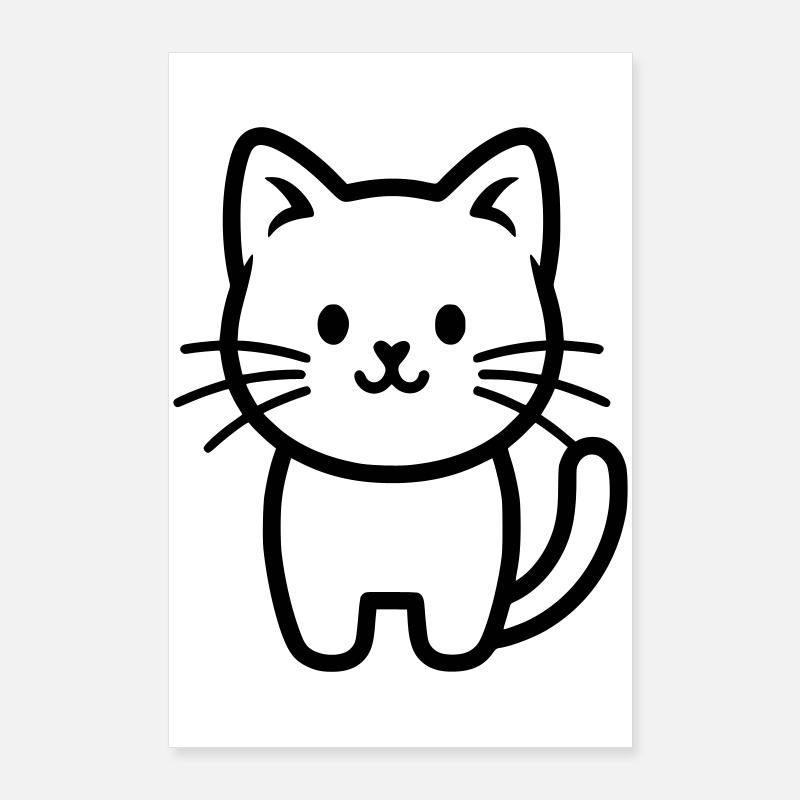 Petit chat stylisé mignon Poster 60 x 90 cm