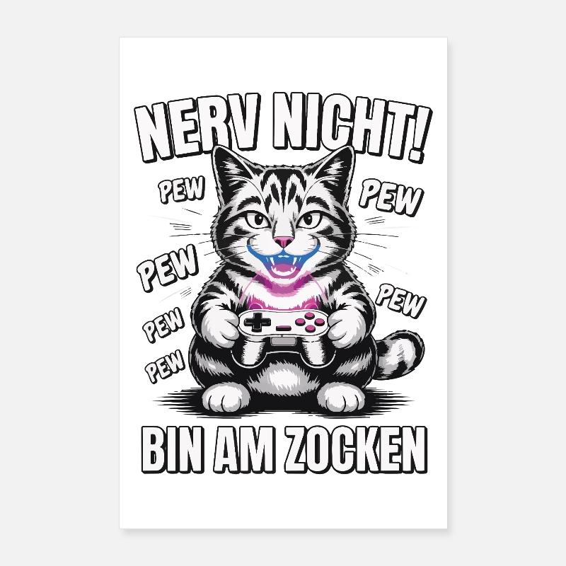 Courage Not I Gaming Cat Design Poster 60 x 90 cm