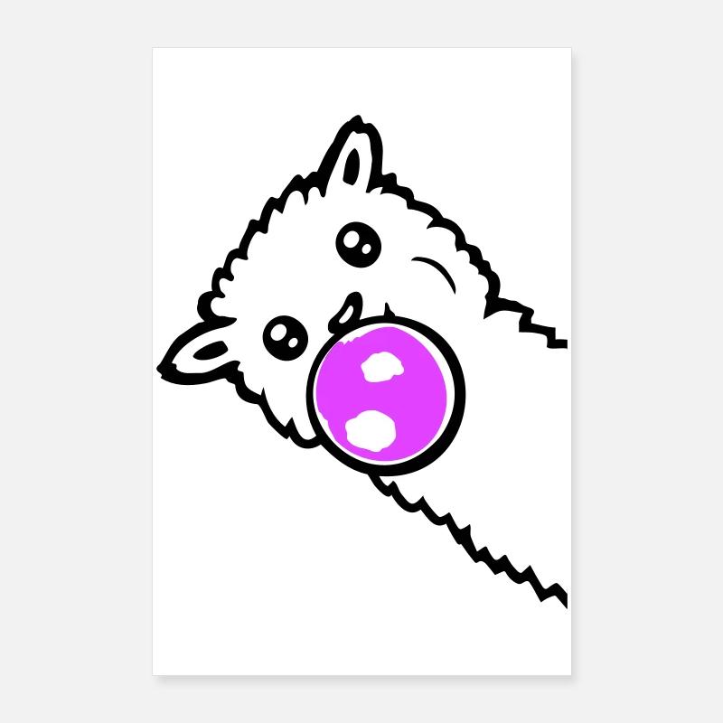Lama Kaugummiblasen Seite Rand Cool Süß Seitlich Poster 60x90 cm