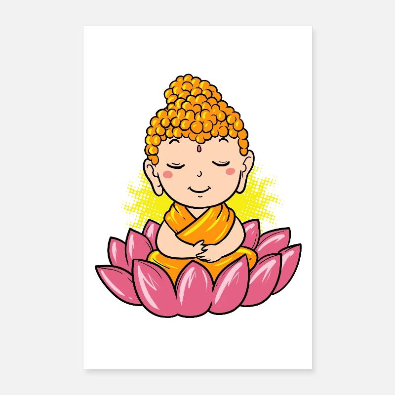 Meditating Buddha: Lotus Flower & Zen Design Poster 24" x 35" (60x90 cm)