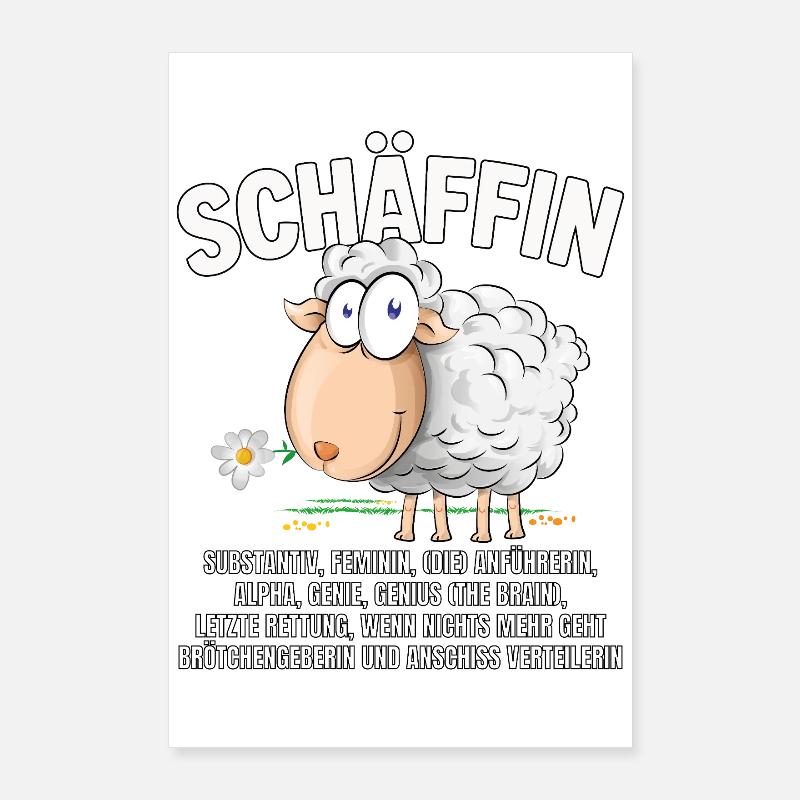 Schäffin - Alpha Schaf mit Sonnenbrille Poster 60x90 cm
