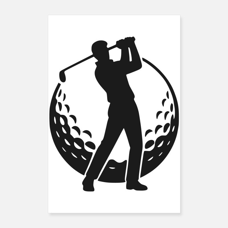 Silhouette de golfeur dans une balle de golf - Golf Poster 60 x 90 cm