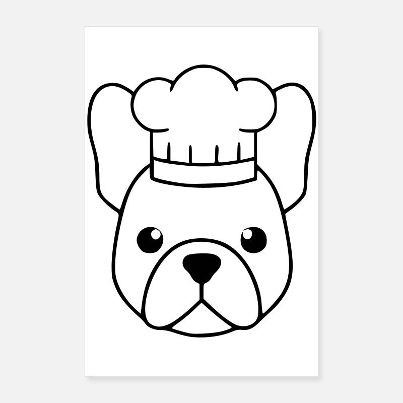 Frenchie Kochmütze Kopf Outline Poster 60x90 cm