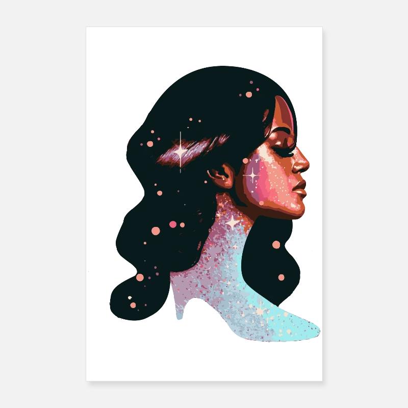 Conception de portrait de rêveur cosmique Poster 60 x 90 cm