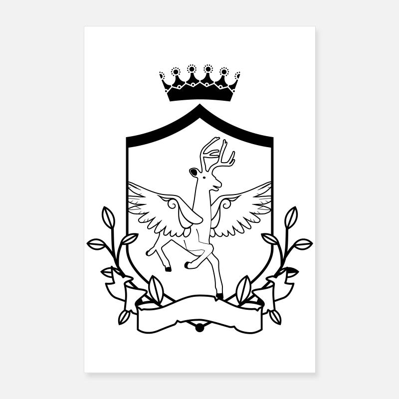 Winged deer – noble heraldic animal forest Poster 24" x 35" (60x90 cm)