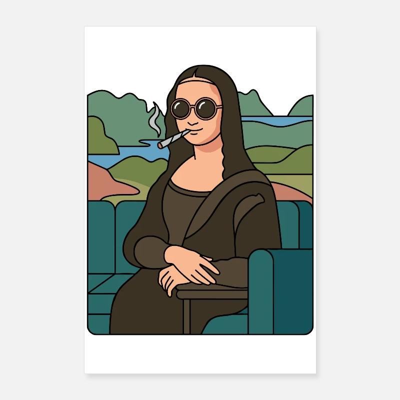 Mona Lisa cool mit Sonnenbrille am kiffen Poster 60x90 cm