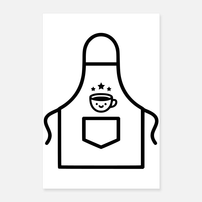 Tablier barista mignon Kawaii Vector Poster 60 x 90 cm