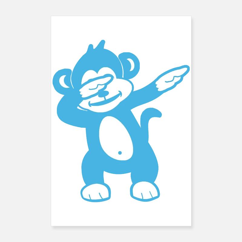 Blue Monkey Mascot - Playful Design Poster 24" x 35" (60x90 cm)