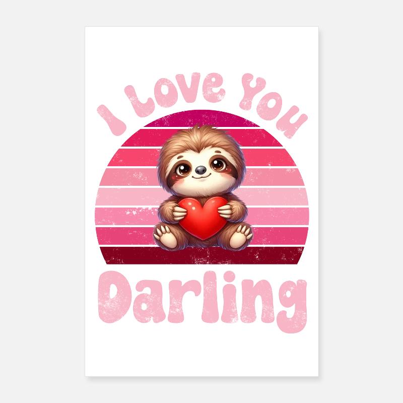 Sloth I Love You For Couples Poster 24" x 35" (60x90 cm)