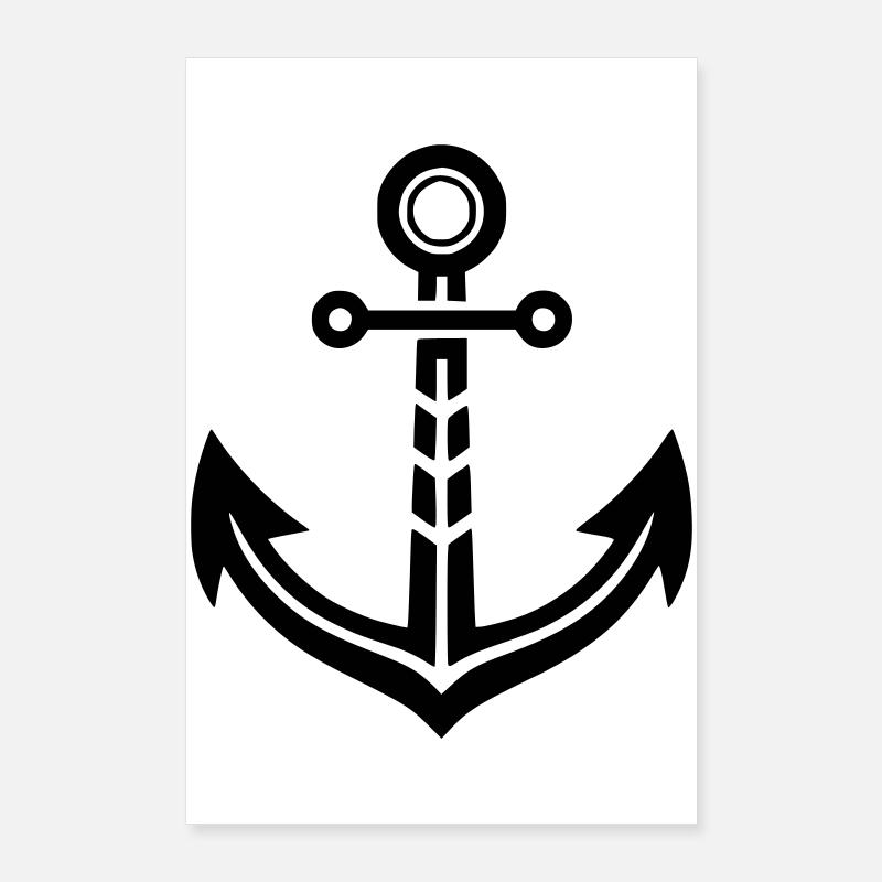 Moderner Anker Grafik – Maritimer Style Nordsee Poster 60x90 cm