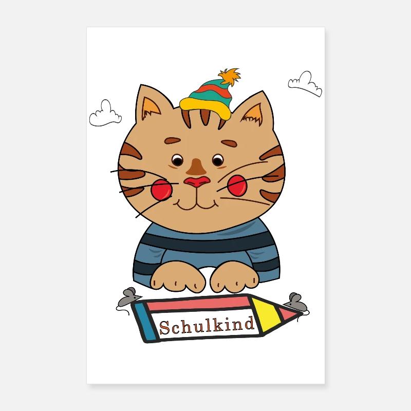 Chat écolier Poster 60 x 90 cm
