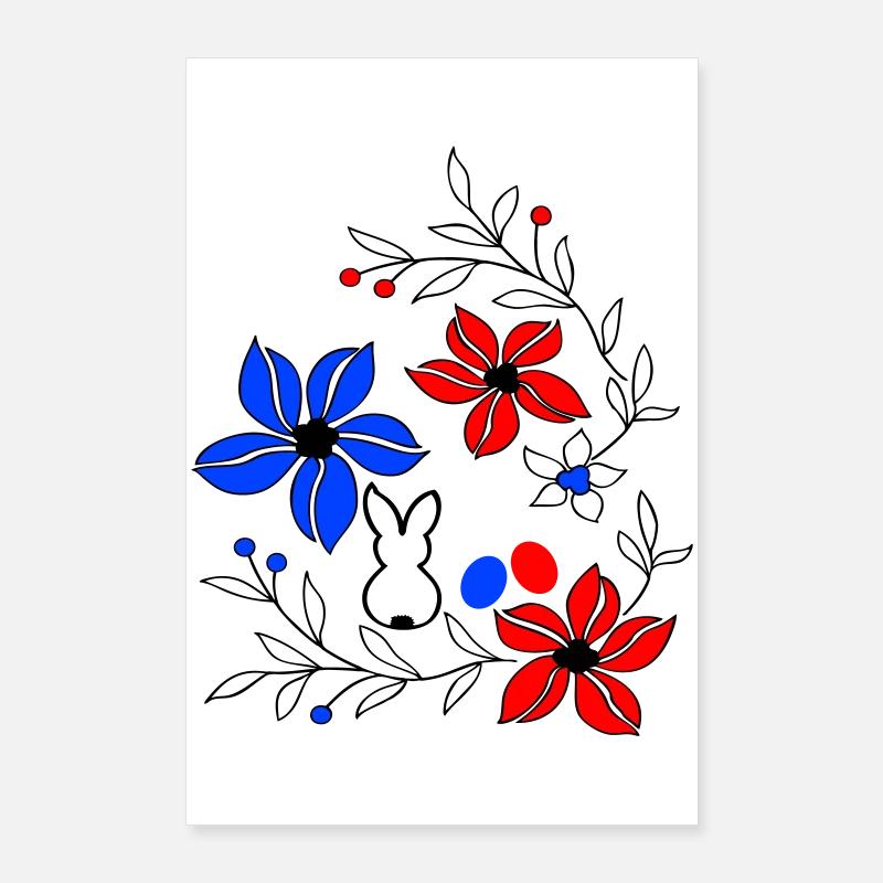 Pâques, vrilles florales Poster 60 x 90 cm