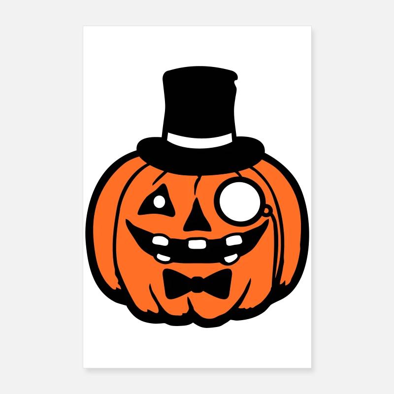 Distingué Citrouille Chapeau Haut de Forme Monocle Halloween Empire Poster 60 x 90 cm