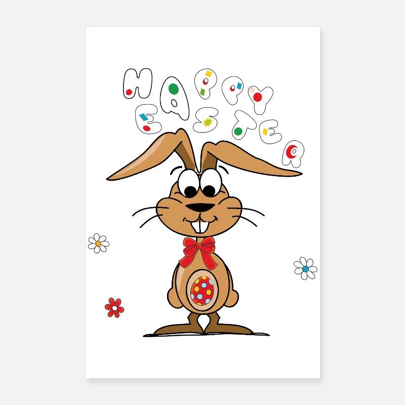 Osterhase mit buntem Ei Poster 60x90 cm