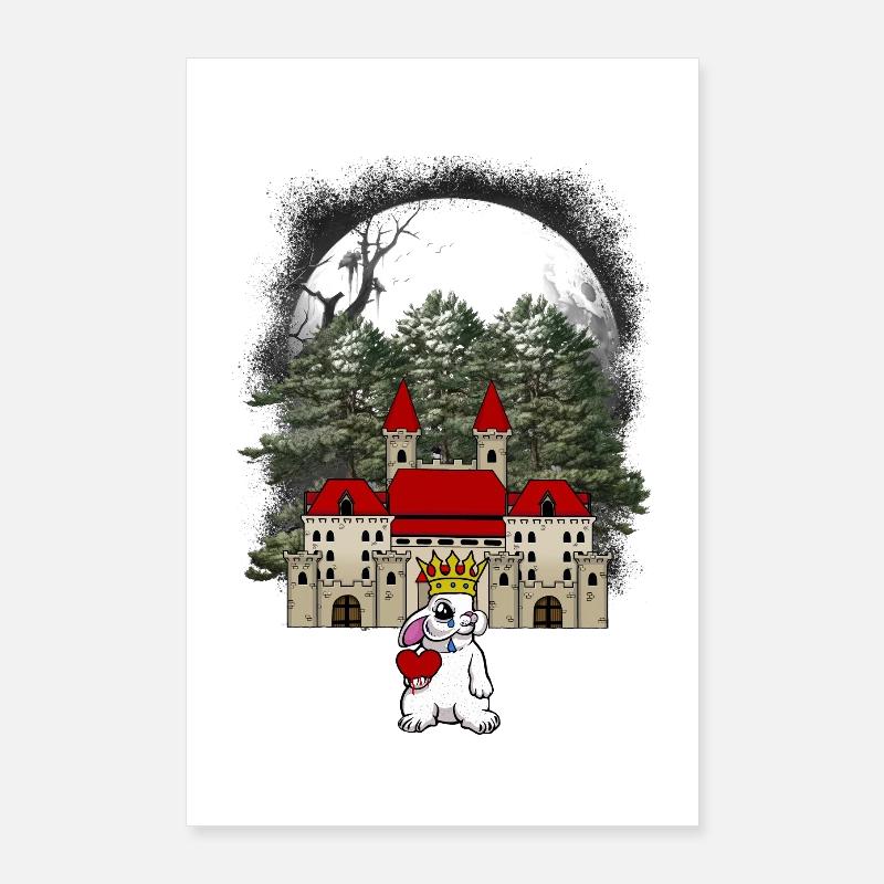 Bunny Rabbit King Castle Fairytale Heart Poster 24" x 35" (60x90 cm)