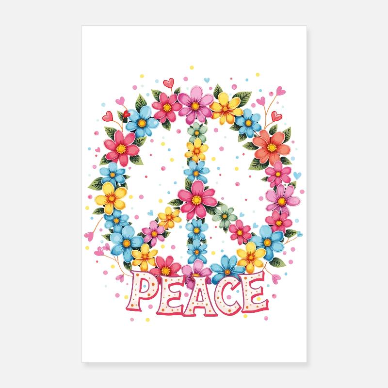 Flower Power Peace Zeichen Poster 60x90 cm