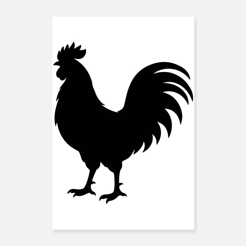 Silhouette du coq Poster 60 x 90 cm