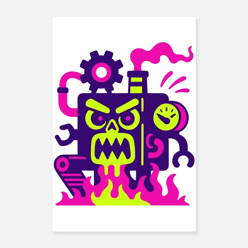 Monster Machine on Fire Poster 60x90 cm