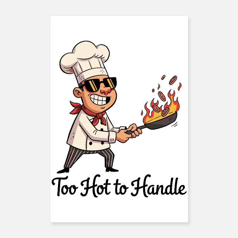 Héros de cuisine avec poêle à feu Poster 60 x 90 cm