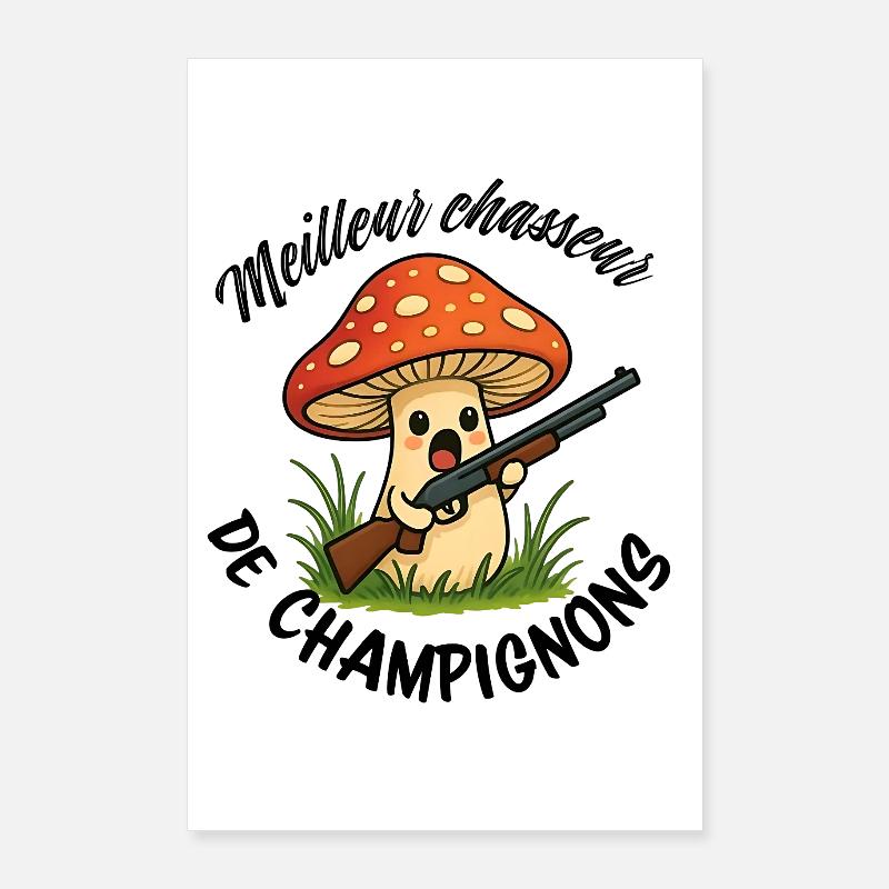 Bester Pilzjäger - Poster 60x90 cm - Weiß