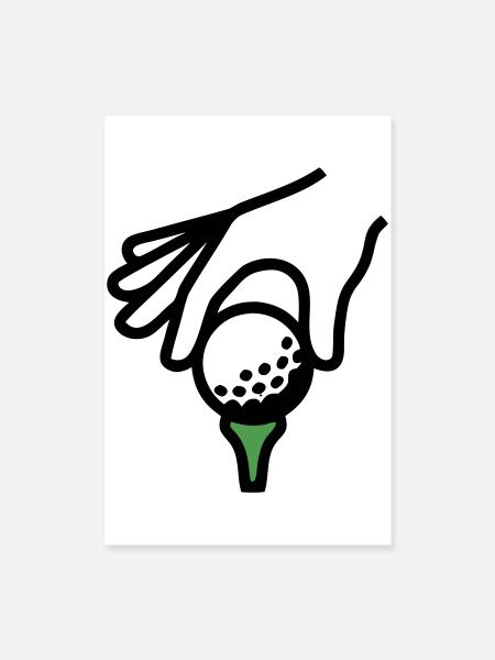 Golf Ball Tee Tee Golf Golf Club Golfer - Poster 60 x 90 cm - blanc - Devant