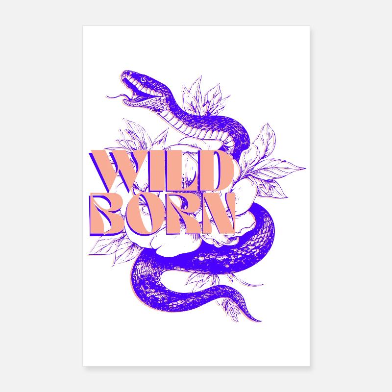 Illustration de serpent né sauvage Poster 60 x 90 cm