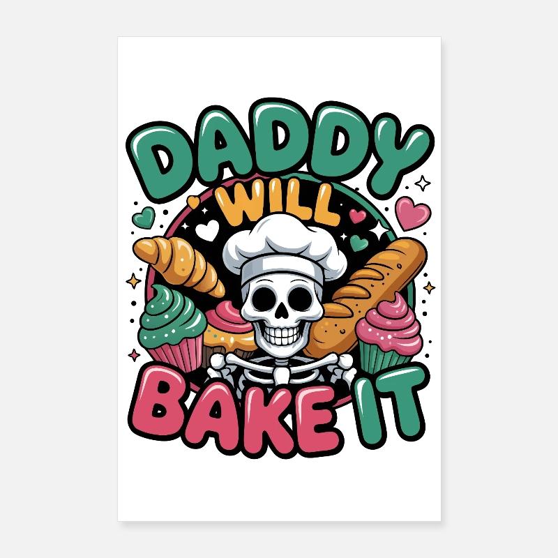 Papa le fera cuire crâne Chef Poster 60 x 90 cm