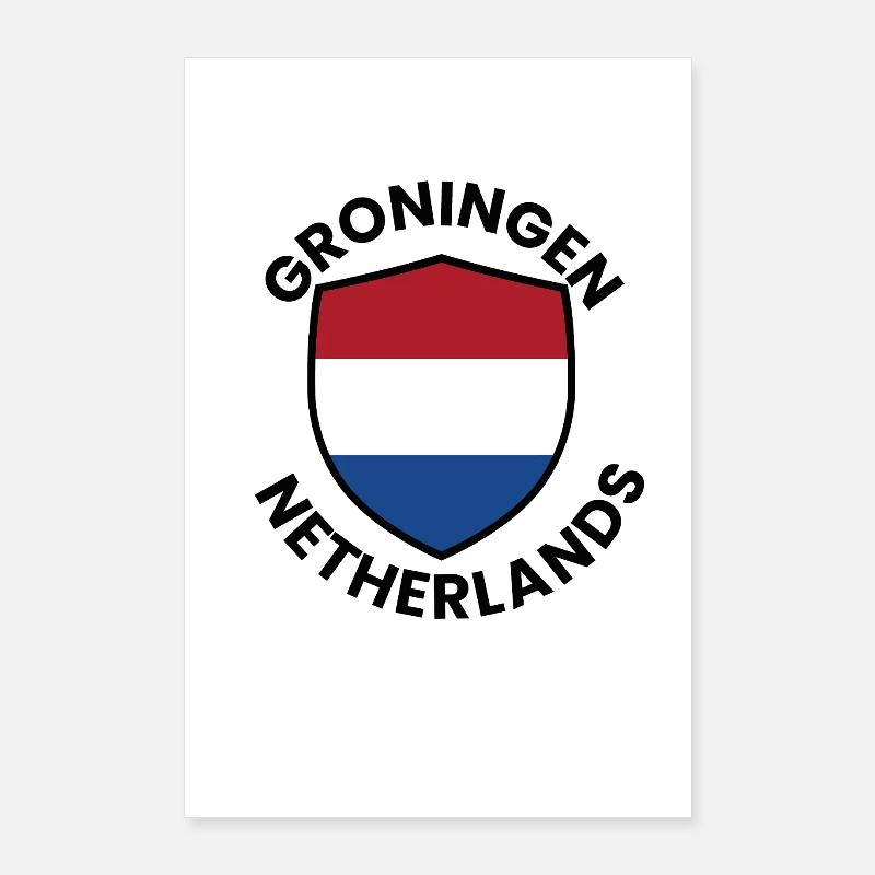 Drapeau du Bouclier de Groningue Poster 60 x 90 cm