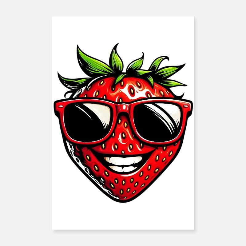 Erdbeere mit Sonnenbrille Poster 60x90 cm