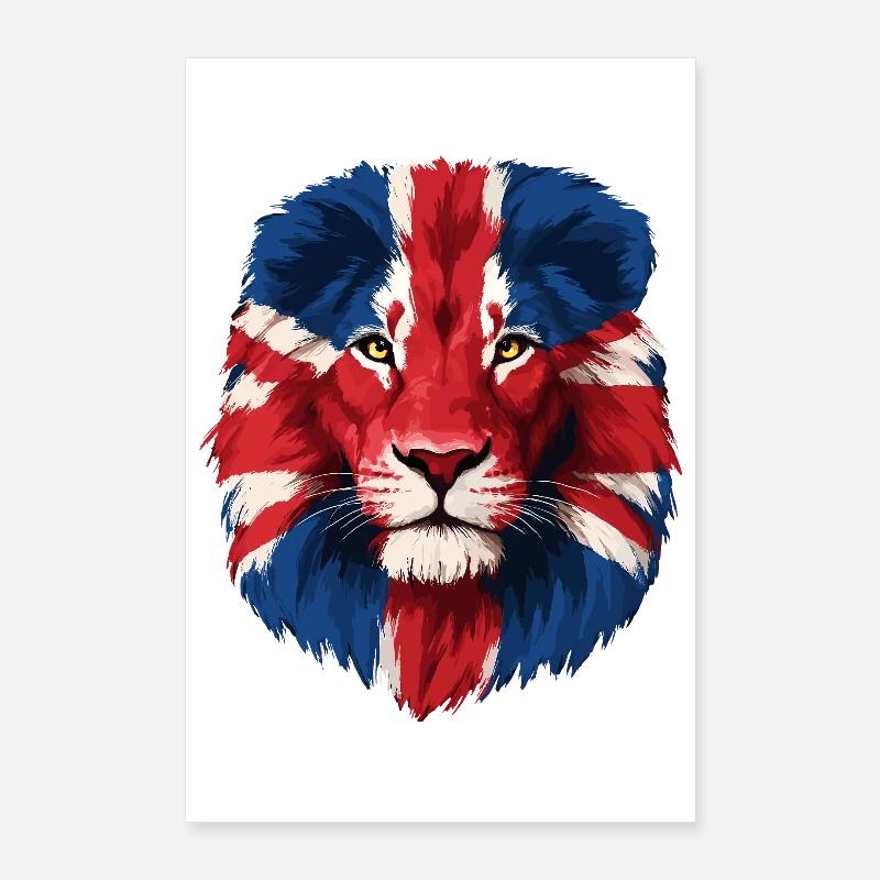 Majestic Lion with Union Jack Mane Poster 24" x 35" (60x90 cm)