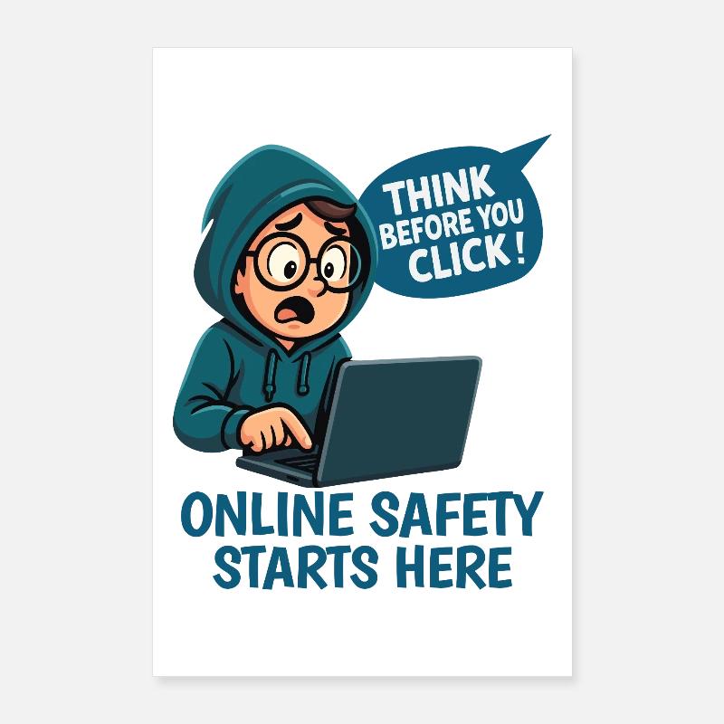 Réfléchissez avant de cliquer - Sécurité en ligne Poster 60 x 90 cm
