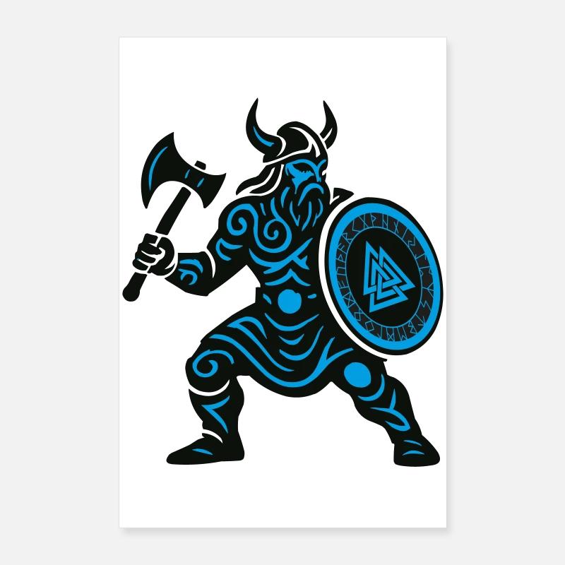 Guerrier Runique Viking à la hache Poster 60 x 90 cm