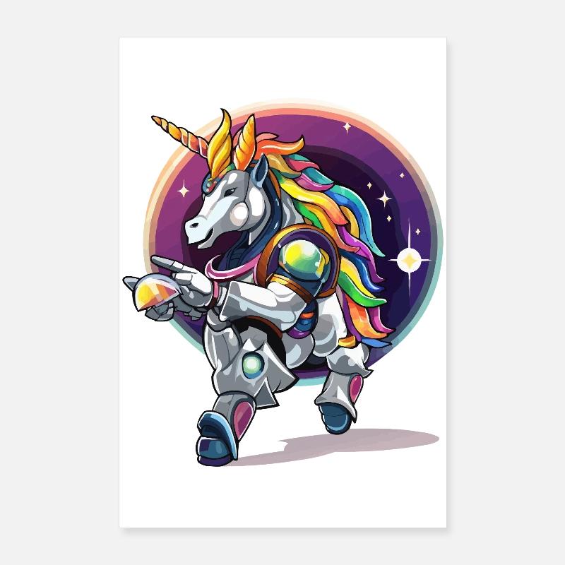 Rainbowunicorn in the Astro Armor Poster 24" x 35" (60x90 cm)