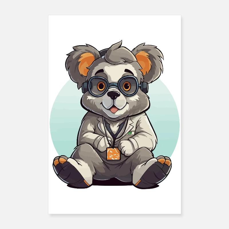 Scientifique panda de Kawaii Poster 60 x 90 cm