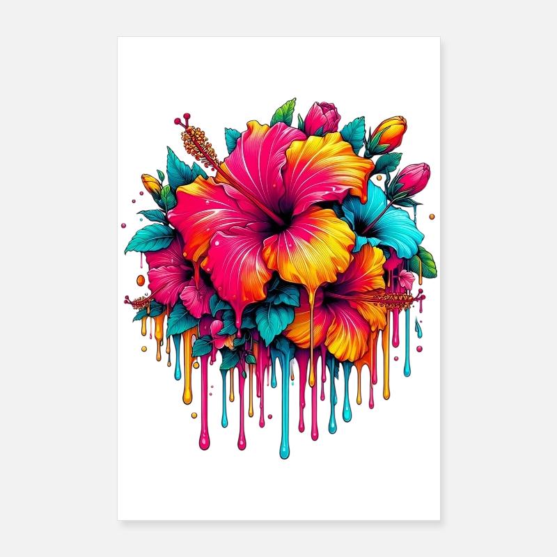 Hibiscus Flowers Poster 24" x 35" (60x90 cm)