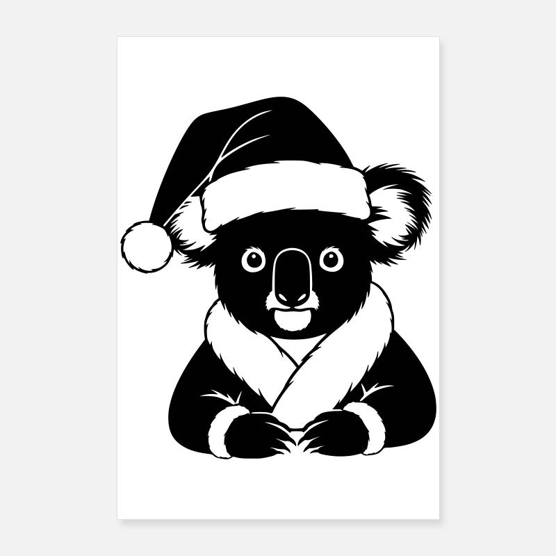 Christmas Koala Comic – Black & White Poster 24" x 35" (60x90 cm)