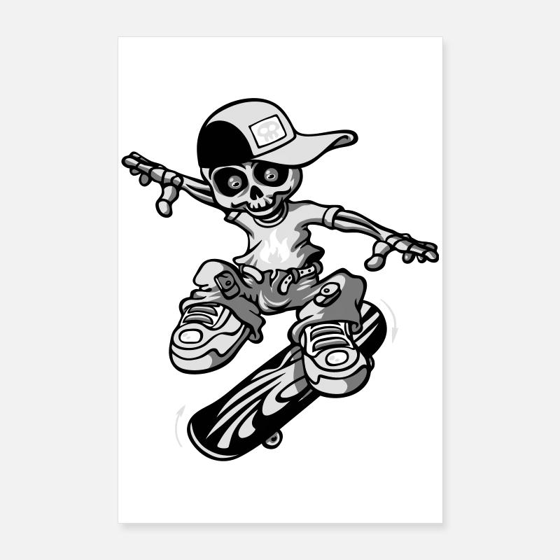 Skeleton and skateboard flex Poster 60x90 cm