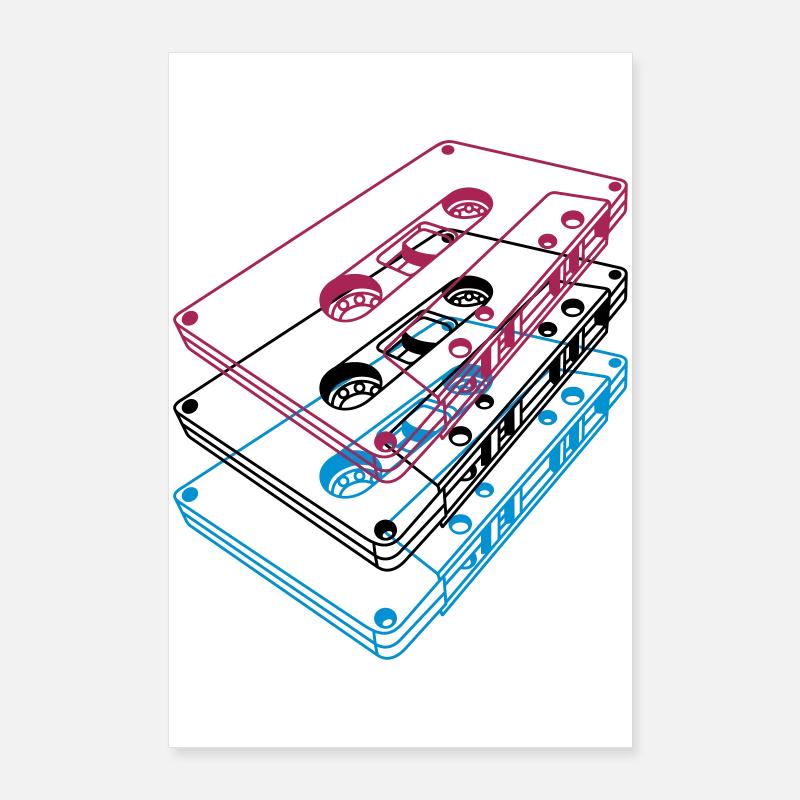 Cassette 3D – Retro Mixtape Vintage Perspective Poster 24" x 35" (60x90 cm)