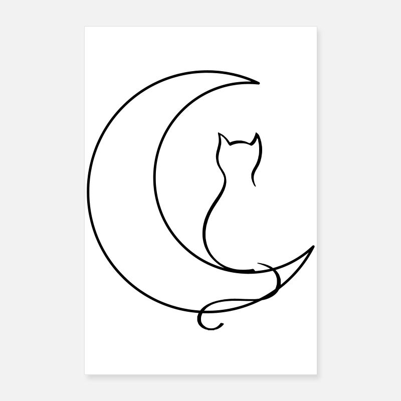 Chat de lune Poster 60 x 90 cm