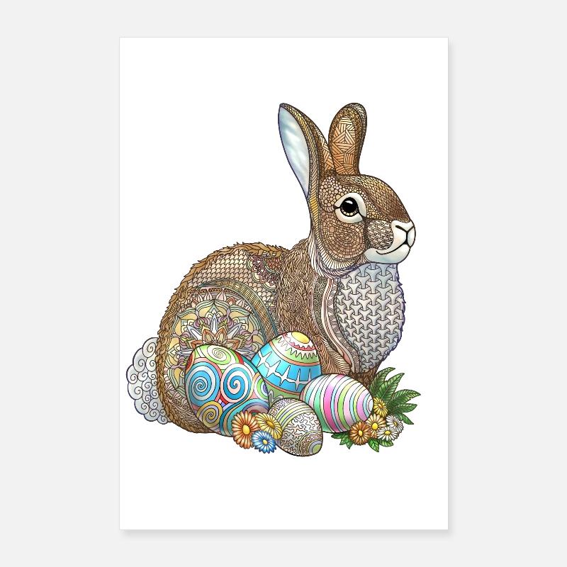Easter Egg Hunt Zentangle Poster 24" x 35" (60x90 cm)