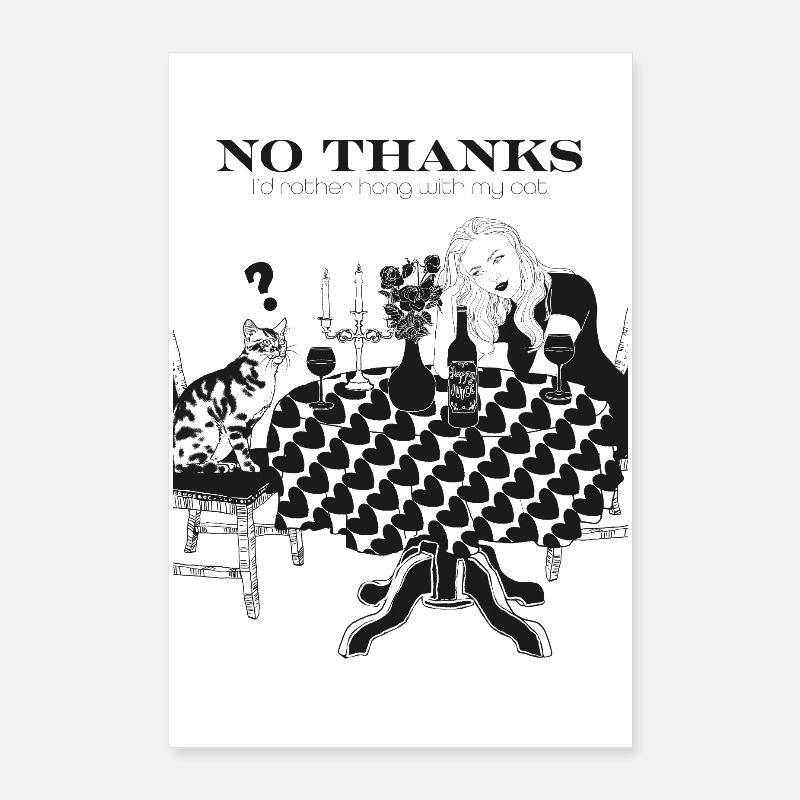 NON MERCI, JE PRÉFÈRE PASSER DU TEMPS AVEC MON CHAT Poster 60 x 90 cm