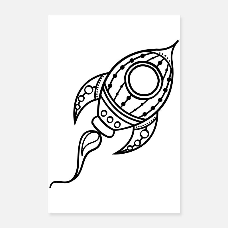 Rakete Schiff Doodle Raumfahrt Poster 60x90 cm