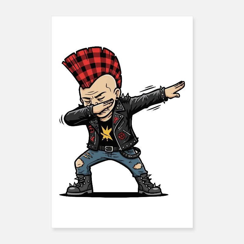 Dabbing Punk – Style de dessin animé effronté Poster 60 x 90 cm