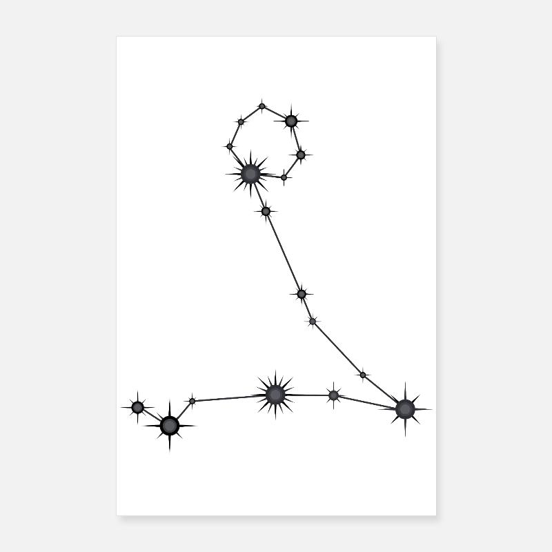 Fische Sternbild Sternzeichen Schwarz & Grau Poster 60x90 cm
