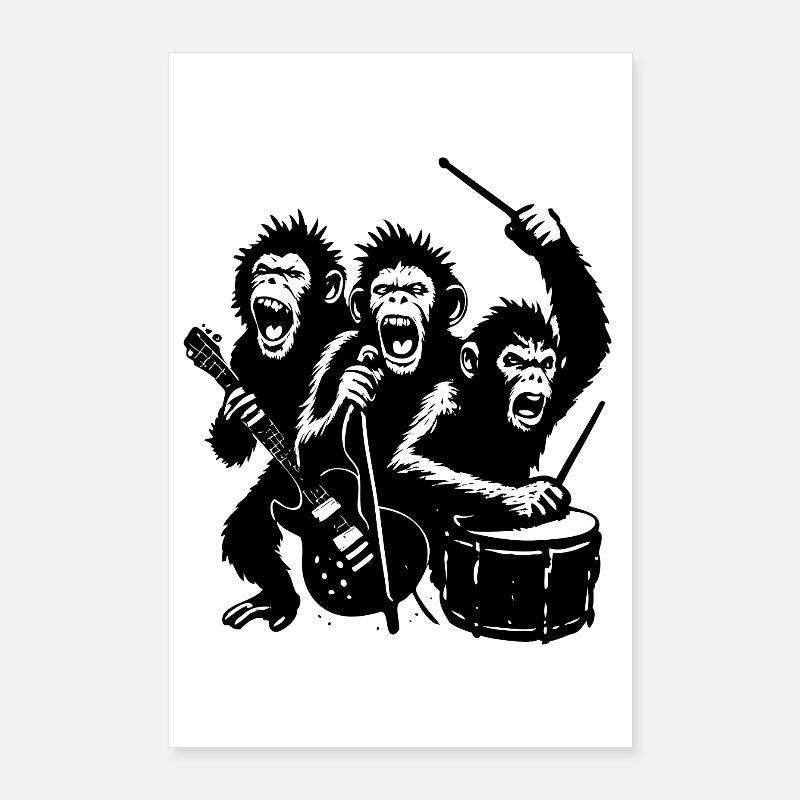Expressive Monkey Rock Band | The Monkey Dance Poster 24" x 35" (60x90 cm)