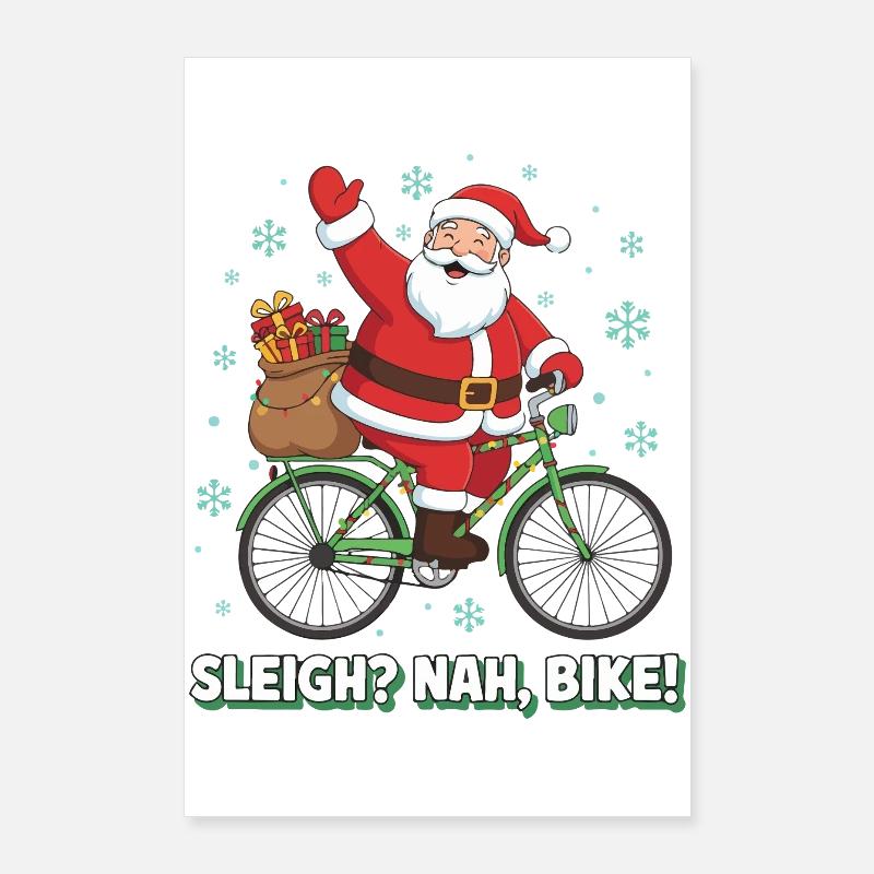 Santa Claus on a bicycle Poster 24" x 35" (60x90 cm)