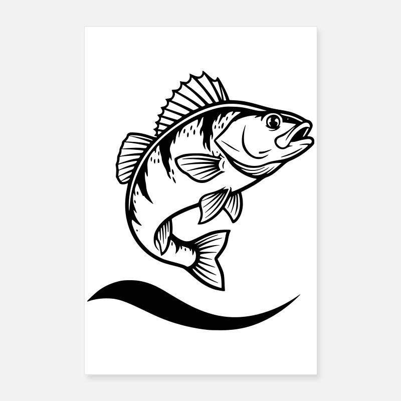 Jumping Perch Angler Action Poster 24" x 35" (60x90 cm)