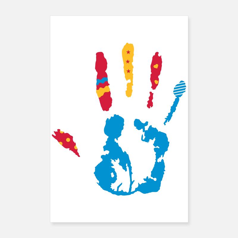 A colorful hand print with various shapes Poster 24" x 35" (60x90 cm)