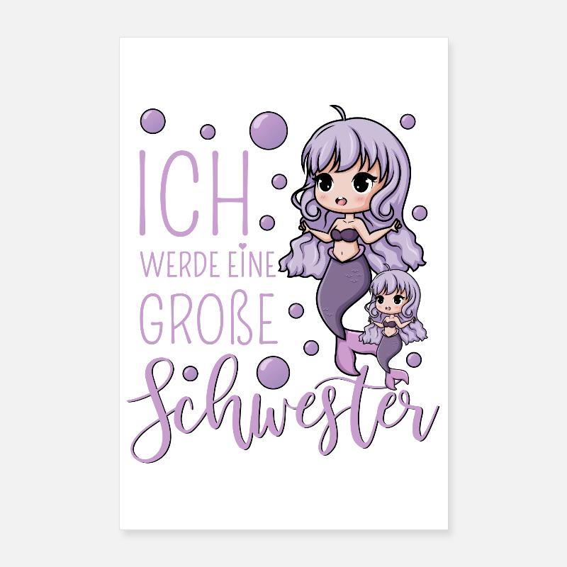 Ich werde eine große Schwester Meerjungfrau Poster 60x90 cm